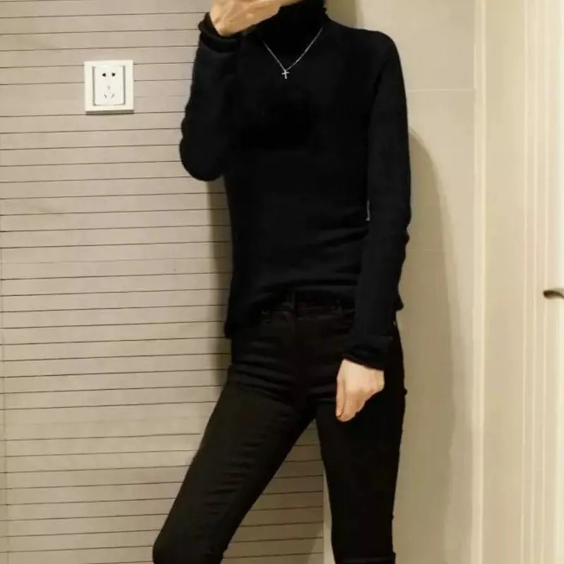 Womens Sweaters Turtleneck Knitted Cashmere Sweater Ultrathin Pile Neck Wool Knit Pullover Fashionable Solid Ribbed Pullovers 231016