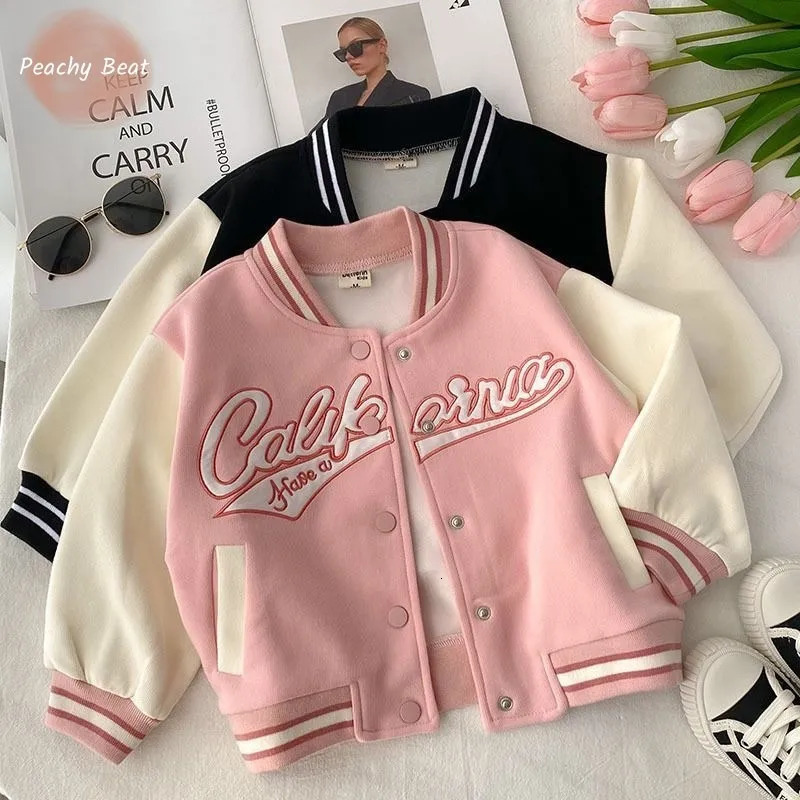 Jackets Fashion Baby Girl Cotton Jacket Infant Toddler Child Outwear Spring Autumn Baseball Uniform Casual Clothes Coat 210Y 231016