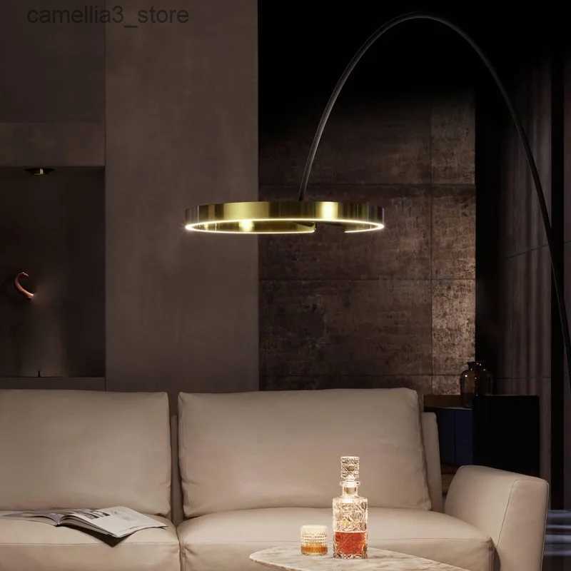 Lamps Floor Modern minimalist ring vertical light living study model room club fishing floor lamp Q231016