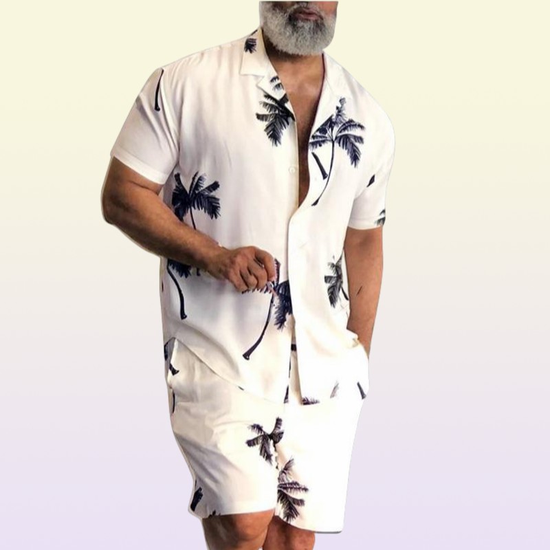 Men039s Tracksuits Printing National Style Hawaiian Mens Short Sleeve Set Summer Casual Floral Shirt Beach Two Piece Suit