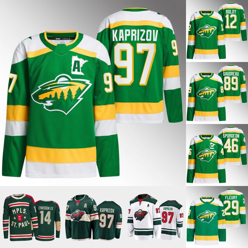Minnesota Kirill Kaprizov Jersey Marc-Andre Fleury Jared Spurgeon Joel Eriksson Ek Ryan Hartman Mats Zuccarello Marcus Foligno Brock Faber Filip Gustavsson Jersey