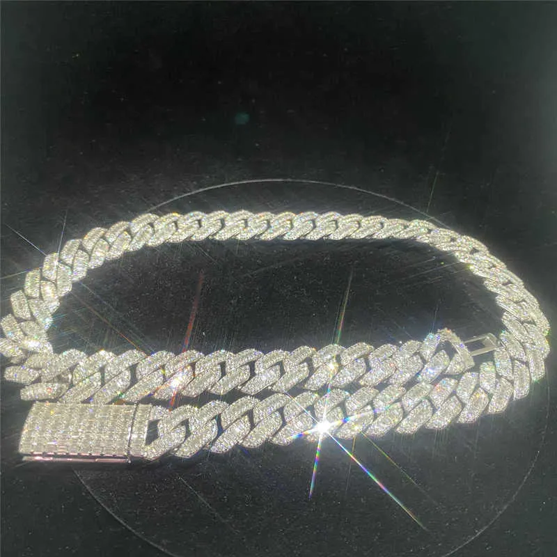 Iced Out Chains Hip Hop Jewelry Dia Men Gold Necklace Sier Fully VVS Moissanite Baguette Cuban Link Chain 20mm