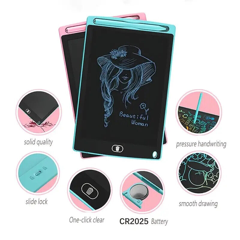 8.5inch Colorful LCD Handwriting Blackboard Tablet Writing Board for Kids Adults Kids Paperless Notepad | Educational Electronic Drawing Board With Pe