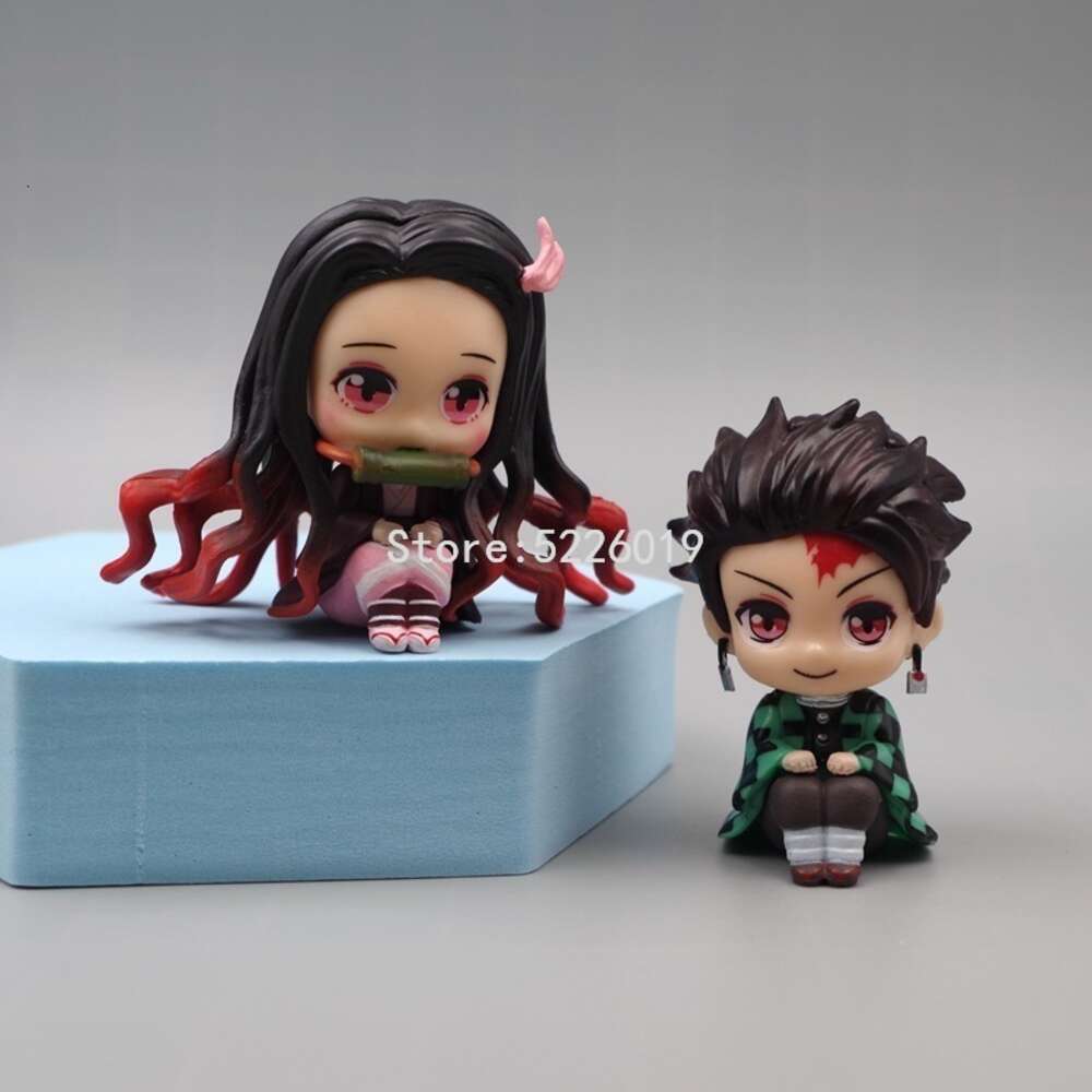 Finger Toys 2pcs/set Lookup Demon Slayer Anime Figure Kimetsu No Yaiba Kamado Nezuko Kamado Tanjirou Action Figure Model Doll Toys 6cm