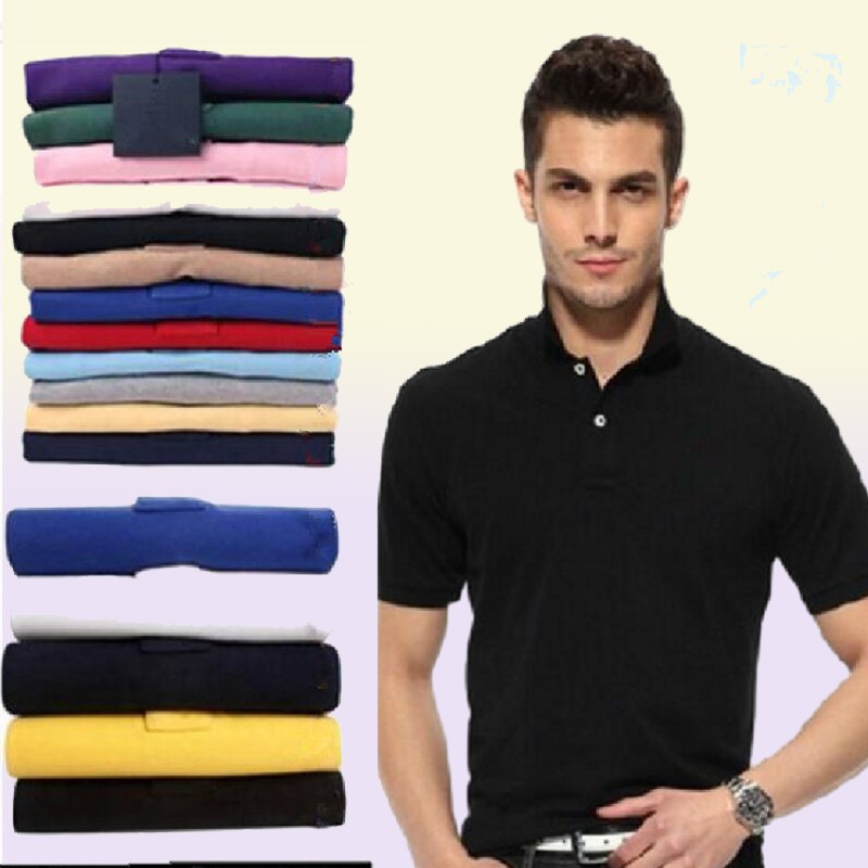 Summer Style Black Classic Brand Short Sleeve Polo Shirt Pure Color Casual Mens Lapel Top2004081