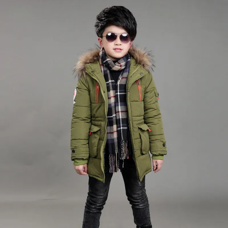 Jackets 2023 Big Size Teenager Thick Warm Winter Boys Jacket 2 Color Heavy Long Style Hooded Outerwear For Boy Children Windbreaker Coat 231013