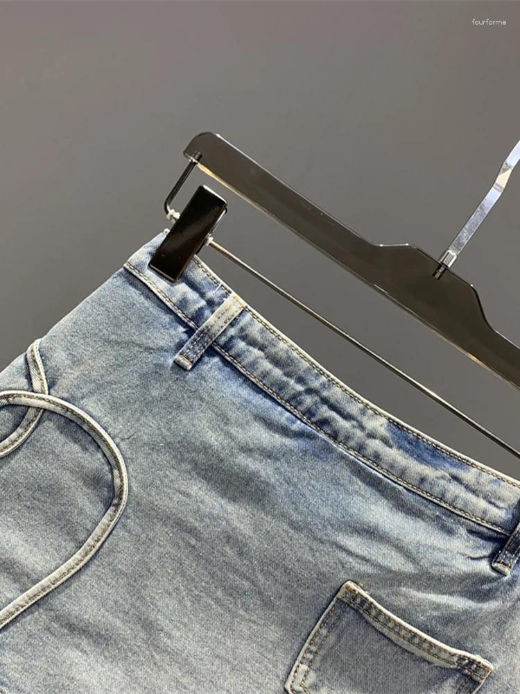 Skirts Fashion Women Denim Skirt High Waist Irregular Line A-line Solid Color Washed Mini Cotton Summer 2023 17A9628