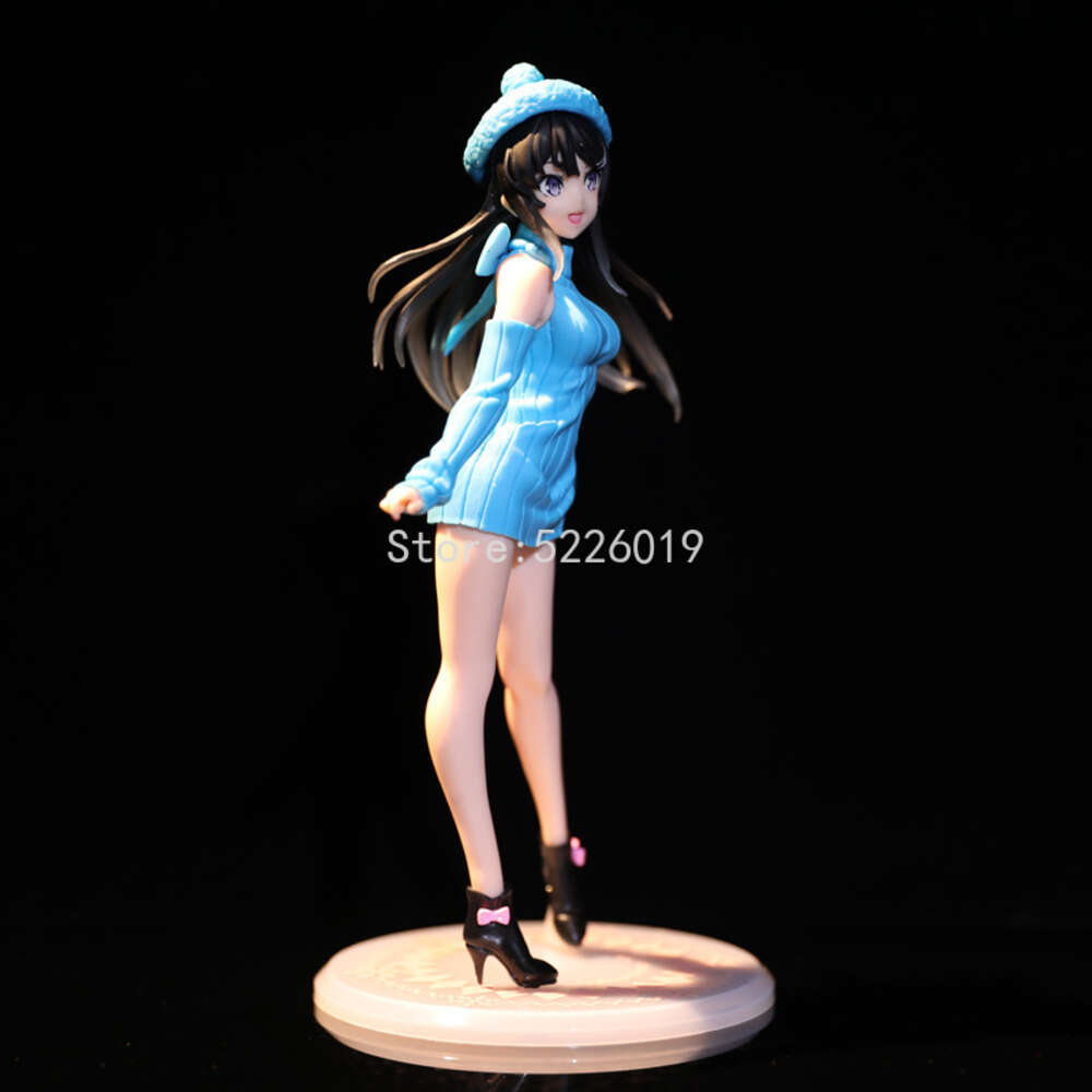 Finger Toys 22cm Rascal Does Not Dream of Bunny Girl Senpai Anime Figure Sakurima Mai Knit Dress Action Figure Bunny Girl Figurine Model