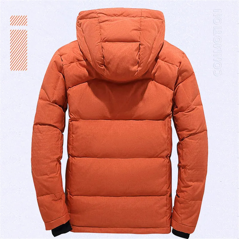 Men's Down Parkas Winter Down Jacket Men White Duck Coat Windproof Warm Travel Camping Overcoat in Thicken Solid Color Hooded Male Clothing 23101
