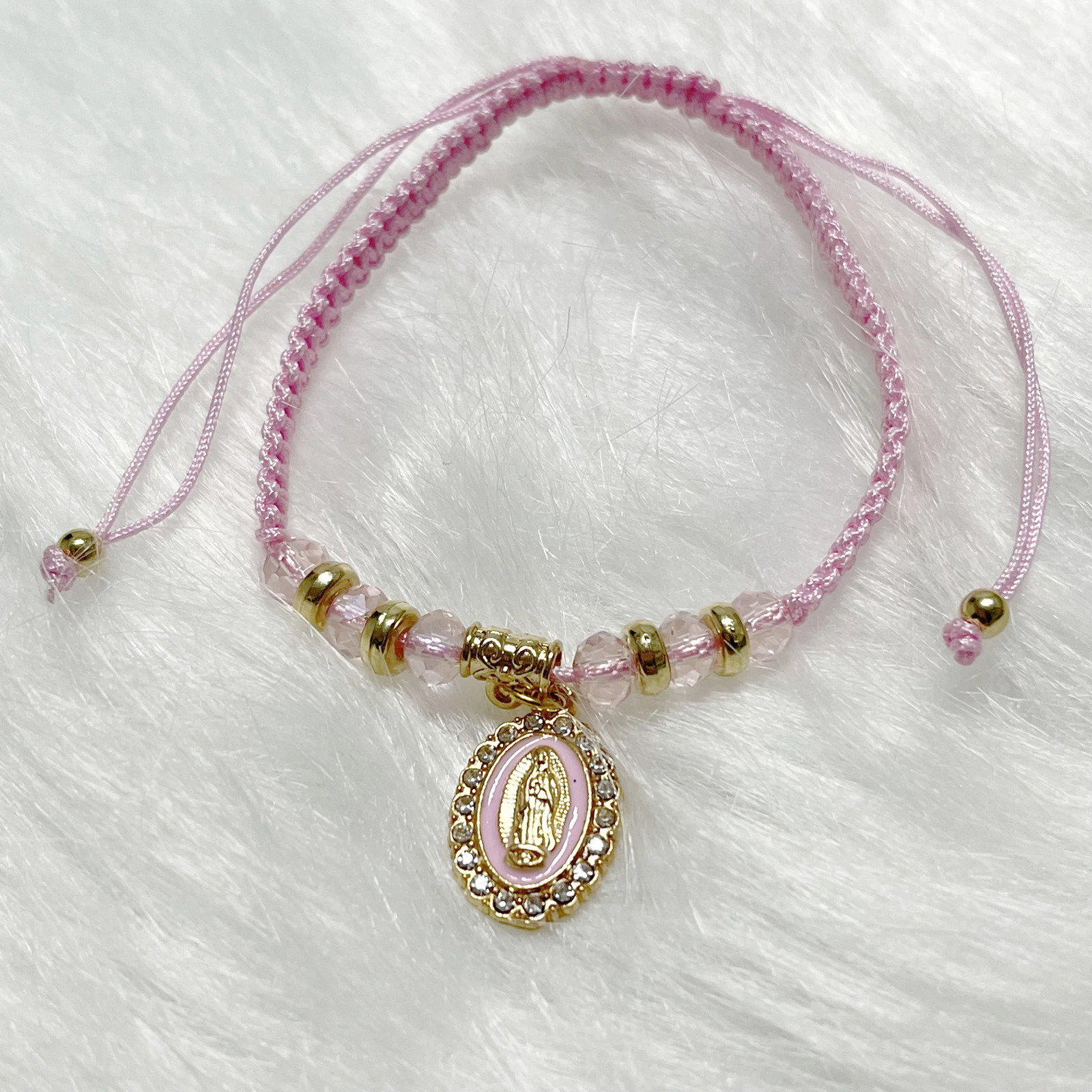 Chain 12 pcs our Lady of Guadalupe Virgin Knotted Adjustable Women's Bracelet Religious Available in a variety colors tochoose from 231016