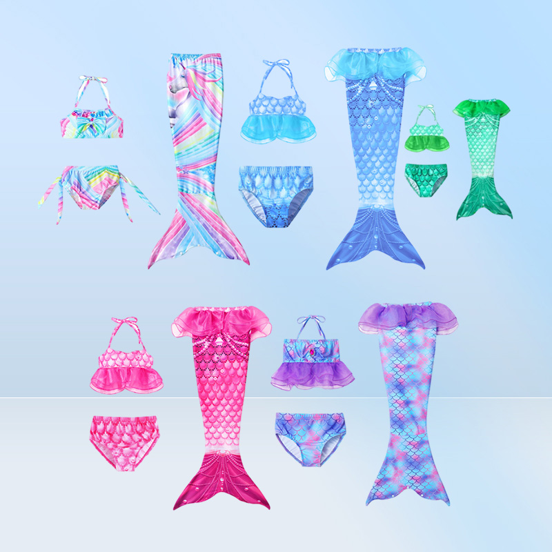 Girls Swimsuit 3pcs Mermaid Tail swimwear kids mermaid Swim pool Bathing Suit Princess beach bikini girls party Cosplay Costumes28