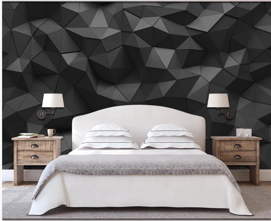 Simple black geometric wallpapers solid sofa tv background wall 3d stereoscopic wallpaper