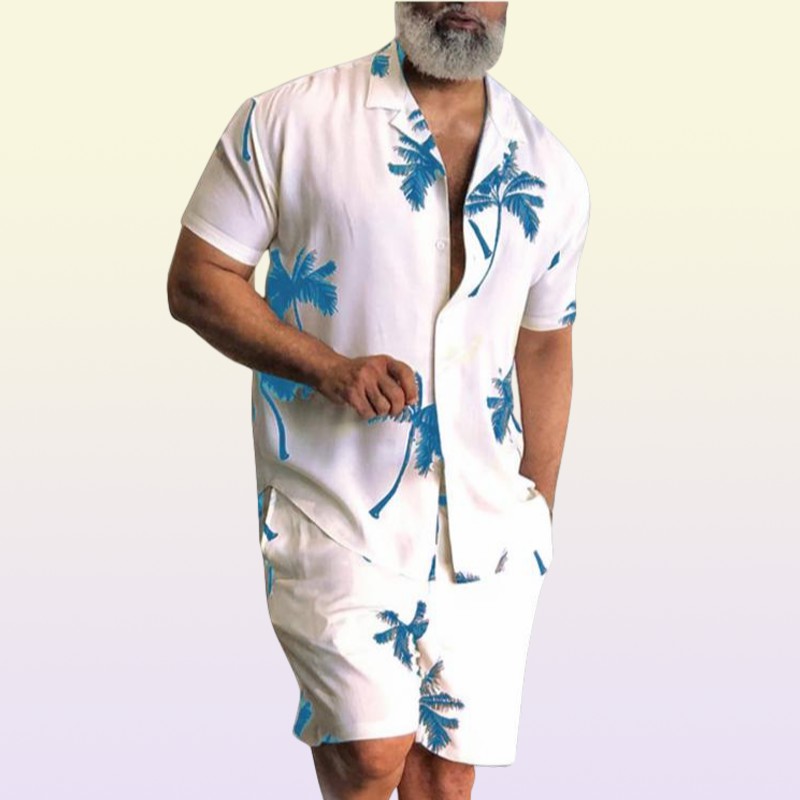 Men039s Tracksuits Printing National Style Hawaiian Mens Short Sleeve Set Summer Casual Floral Shirt Beach Two Piece Suit