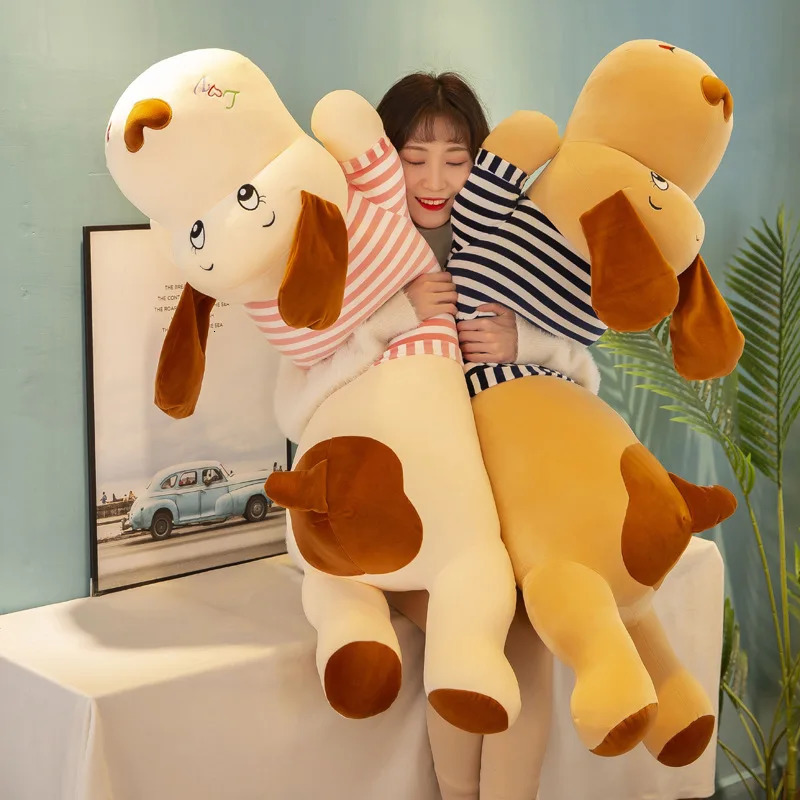 Plush Dolls 50-130cm Soft Body Couple Striped Big Dog Doll Stuffed Animal Home Decoration Sofa Pillow Children Girl Holiday Gift Toys 231016