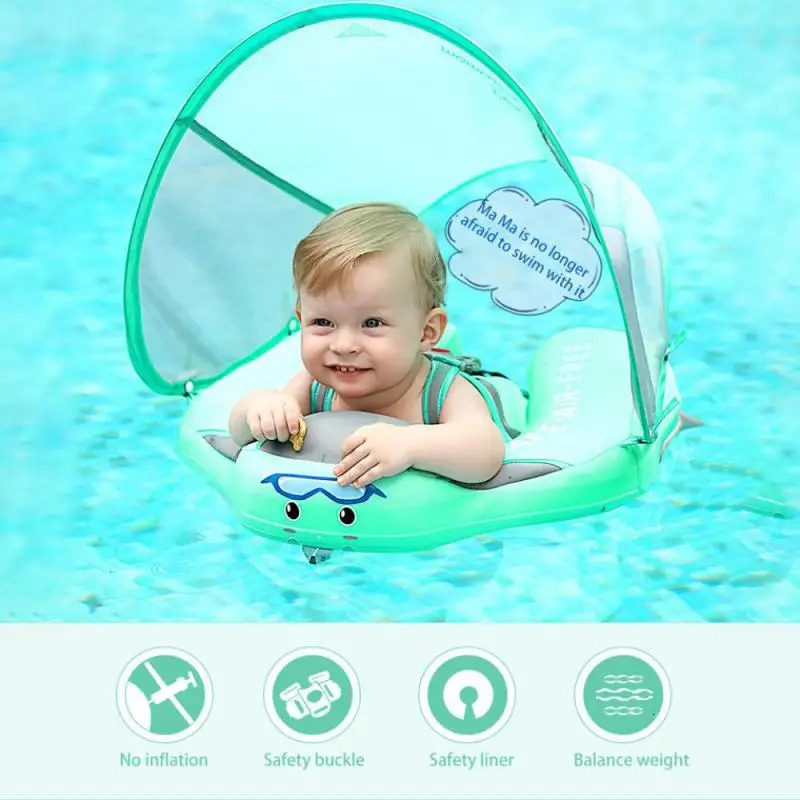 Inflatable Floats Tubes Mambobaby Baby Float Lying Swimming Rings Infant Waist Swim Ring Toddler Swim Trainer Non-inflatable Buoy Pool Accessories Toy