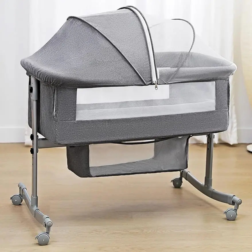 Baby Cribs uiuwoo Bedside Crib for Baby 3 in 1 Bassinet with Large Curvature Cradle Adjustable and Movable Baby Bed with Mosquito Nets 231017
