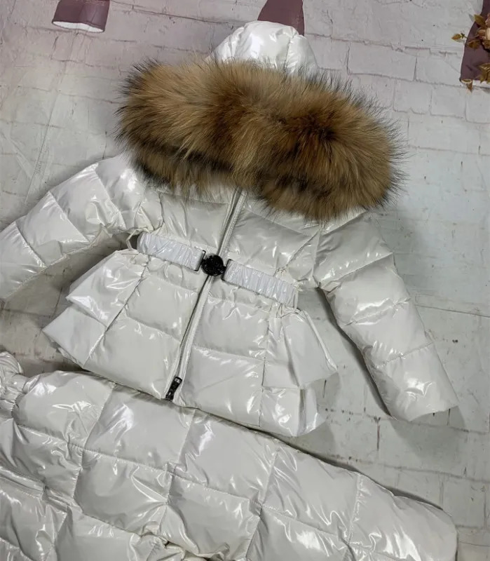 Down Coat Goose Down Kids Jackets for Girls White Skirt Hem Real Raccoon Fur Outerwear and Coats Winter Clothes for Baby 0-12 Years 231016