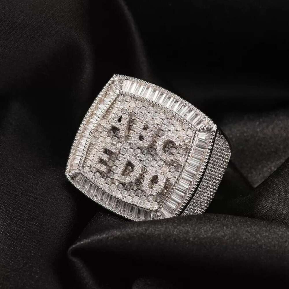 Custom Pass Dia Tester Hip Hop VVS Moissanite Iced Out Cuban Chain 10K 14k Real Gold Plate Men Fine Jewelry Ring