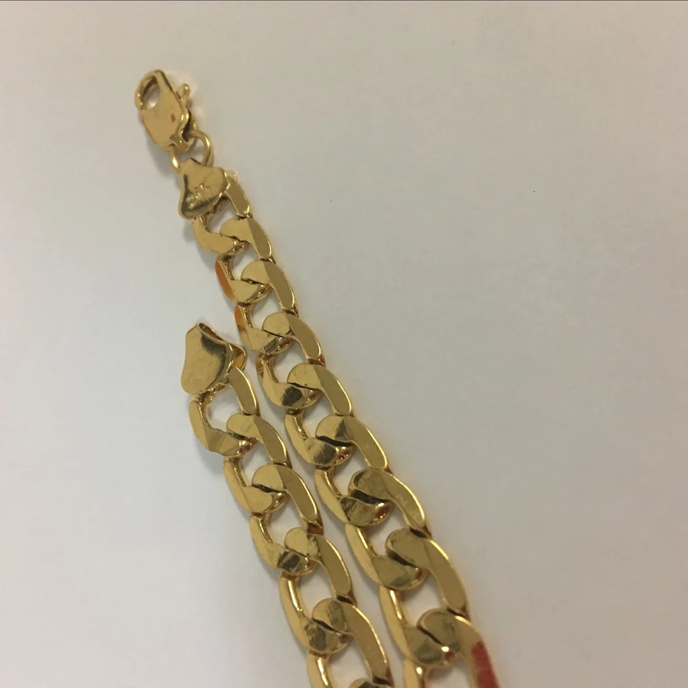 Chain Wholesale 24k Gold Filled 10MM Curb Link Chain Bracelet for Men Women 20CM LongFashion Pure Gold Color Cuban Bracelet Jewelry 231016
