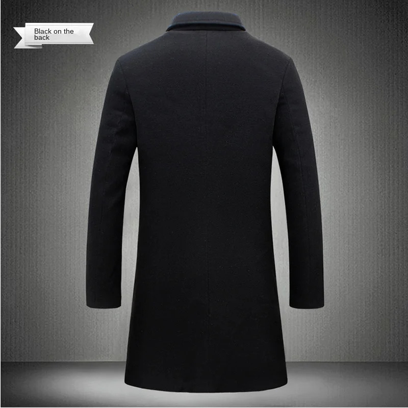 Men's Wool Blends 2023 Spring and Autumn Long Cotton Coat Blend Pure Color Casual Business Fashion Clothing Slim Windbreaker Jacket 231017