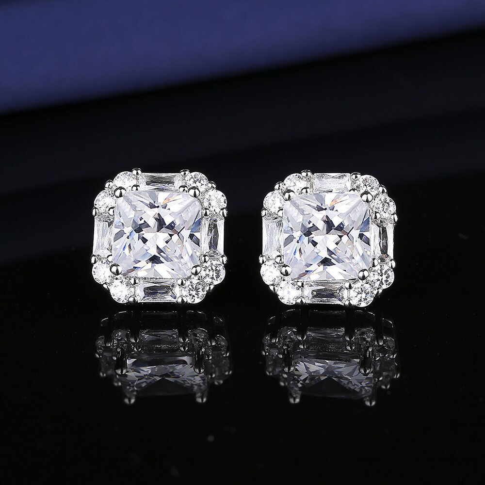 Vintage Lab Diamond Jewelry Set 925 Sterling Silver Party Wedding Rings Earrings Necklace for Women Moissanite Jewelry Gift