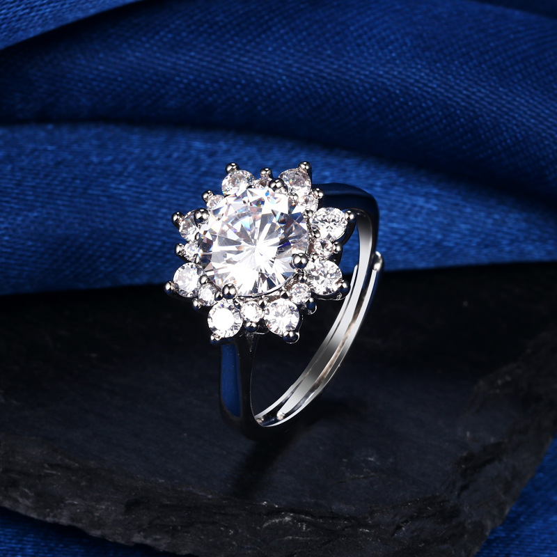 Sunflower Lab Diamond Jewelry set 925 Sterling Silver Party Wedding Rings Earrings Necklace For Women Moissanite Jewelry Gift