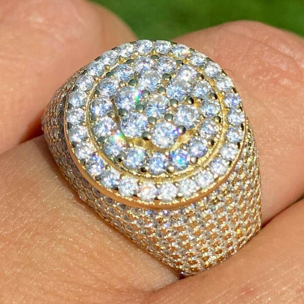 Custom Pass Dia Tester Hip Hop VVS Moissanite Iced Out Cuban Chain 10K 14k Real Gold Plate Men Fine Jewelry Ring