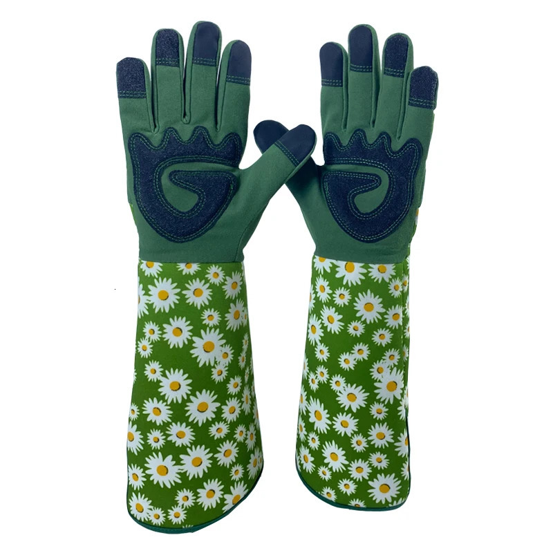 Five Fingers Gloves Long Gardening Gloves for Women Thorn Proof Gloves Men's Rose Pruning Garden Gloves with Touch Screen Breathable Work Gloves 