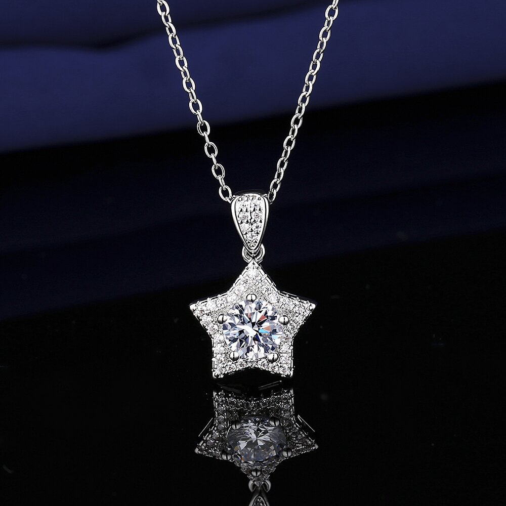 Romantic Star Lab Diamond Jewelry Set 925 Sterling Silver Party Wedding Rings Earrings Necklace for Women Moissanite Jewelry