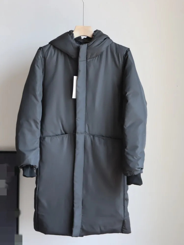 Men's Down Parkas Winter Hooded Men Slim Fit Solid Color Zipper Windproof Warm Long Jacket Streetwear Casual Overcoat Male 231017