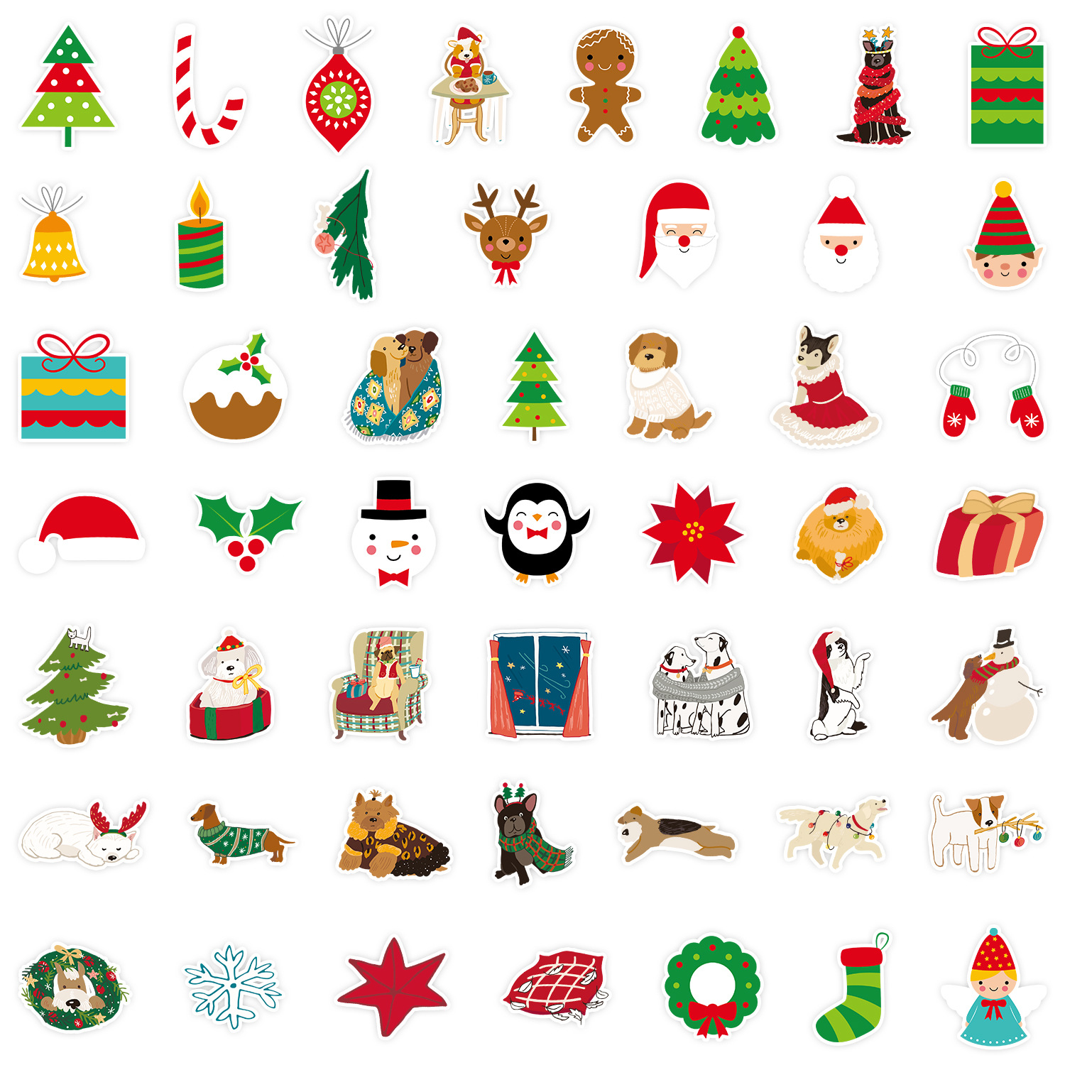 50pcs Waterproof Christmas Graffiti Stickers for Kids Car Mobile PhoneWater Cup Computer Decoration Stickers