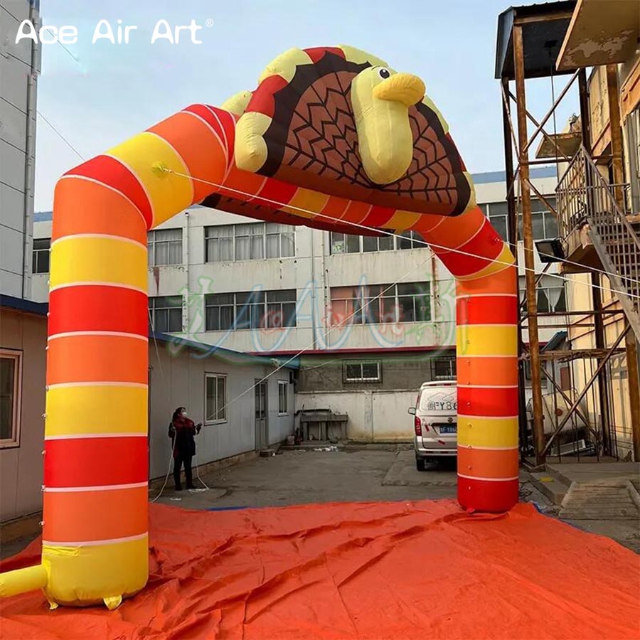 Air Turkey Arch Inflatable Thanksgiving Arch Fully Printed Holiday Decoration Entrance Archway with Free Fan for Outdoor Advertising or Promotion