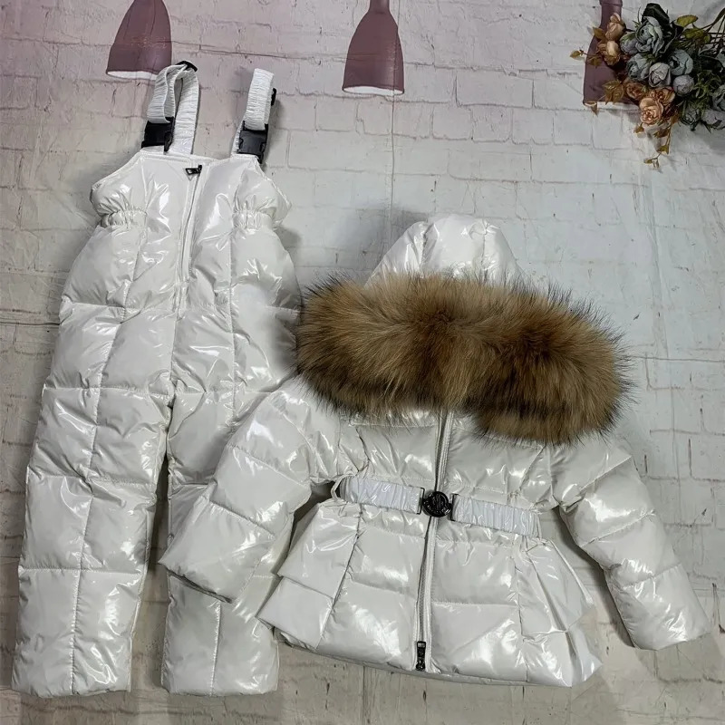 Down Coat Goose Down Kids Jackets for Girls White Skirt Hem Real Raccoon Fur Outerwear and Coats Winter Clothes for Baby 0-12 Years 231016