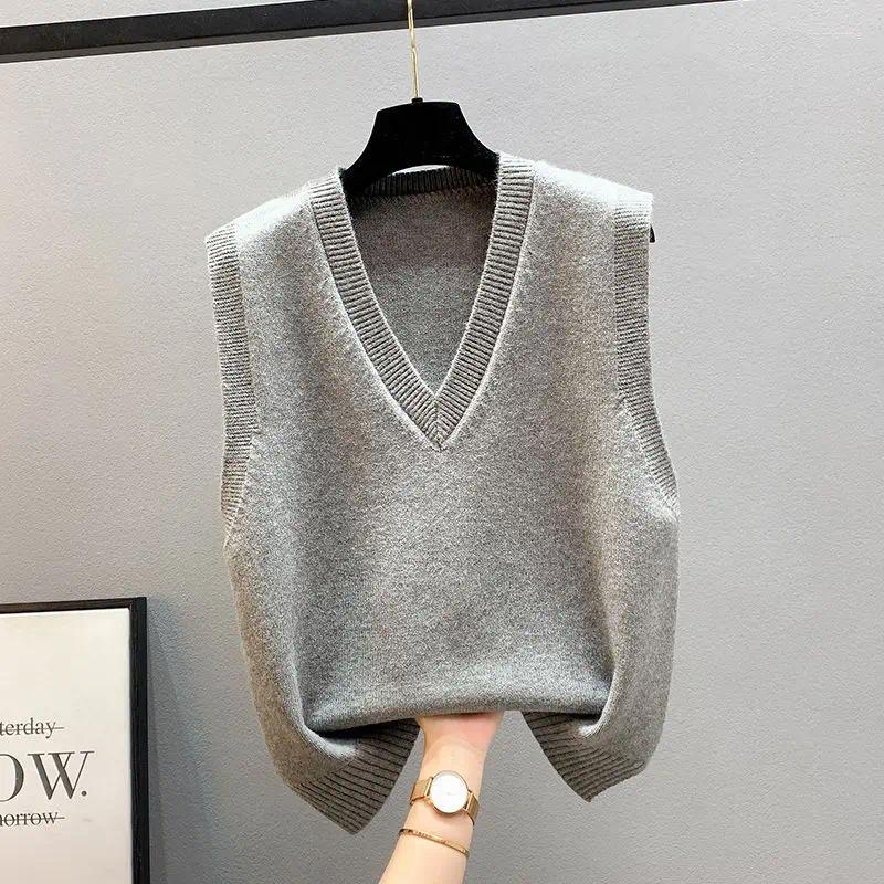 Women's Sweaters Vest Jacket Spring And Autumn Outerwear Knitted Sweater Korean V-neck Loose Winter For