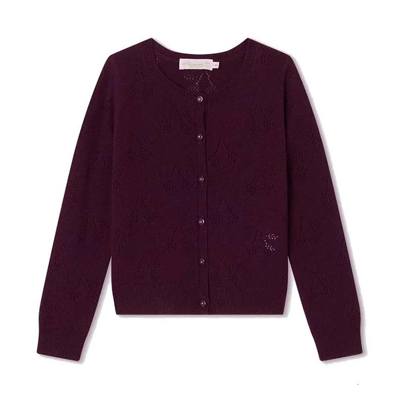 Cardigan Bonpoint Autumn/winter Wool Knitted Cardigan Girl Cherry Hollow Long Sleeve Sweater Baby Children's Top 231017