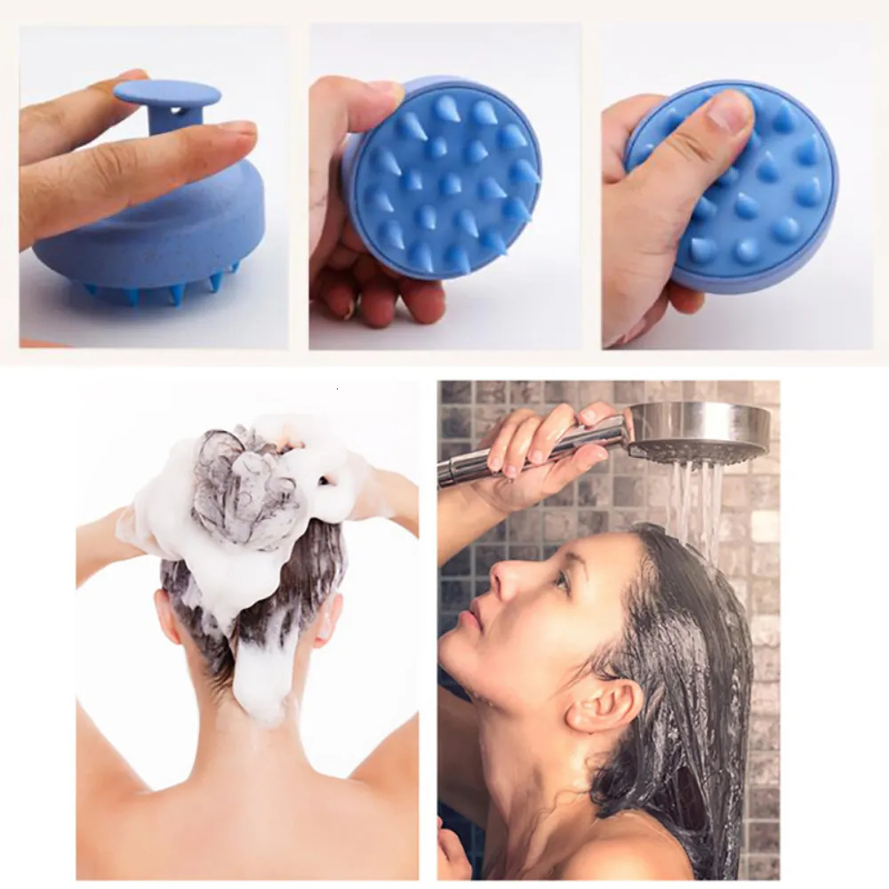 Hair Brushes Silicone Shampoo Brush Head Scalp Massage Comb Washing Body Bath Shower Salon Hairdressing Tool 231017
