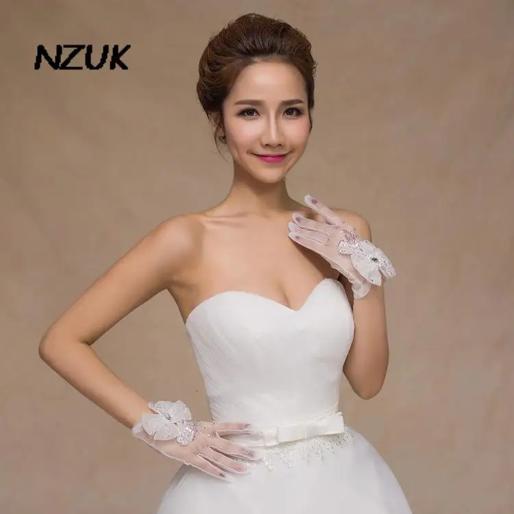 Five Fingers Gloves NZUK Sexy Bridal Gloves novia wedding gloves accessories vestido de festa Bridal garter Finger white Gloves 231016