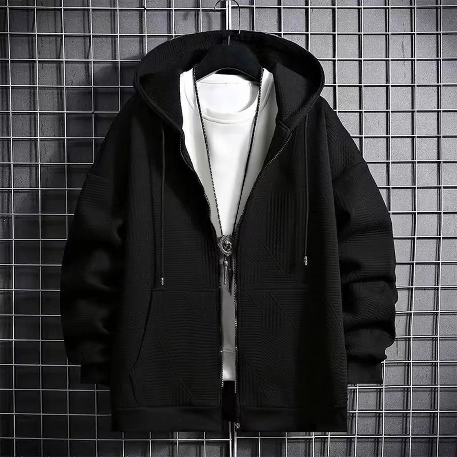 Mens Hoodies Sweatshirts MenS Gothic Hoodie Sweatshirt Zipper Coat Solid Black Oversize Spring And Autumn Cardigan Drawstring LongSleeve Tunic 231016
