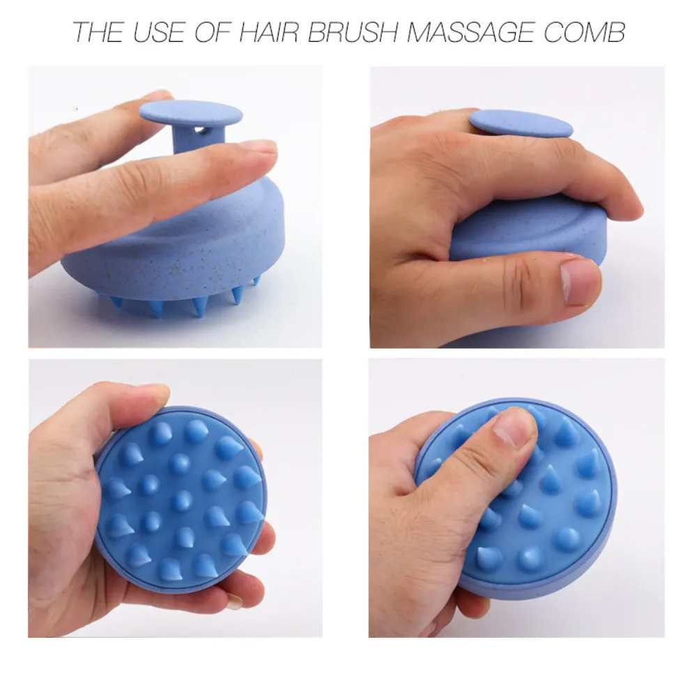 Hair Brushes Silicone Shampoo Brush Head Scalp Massage Comb Washing Body Bath Shower Salon Hairdressing Tool 231017