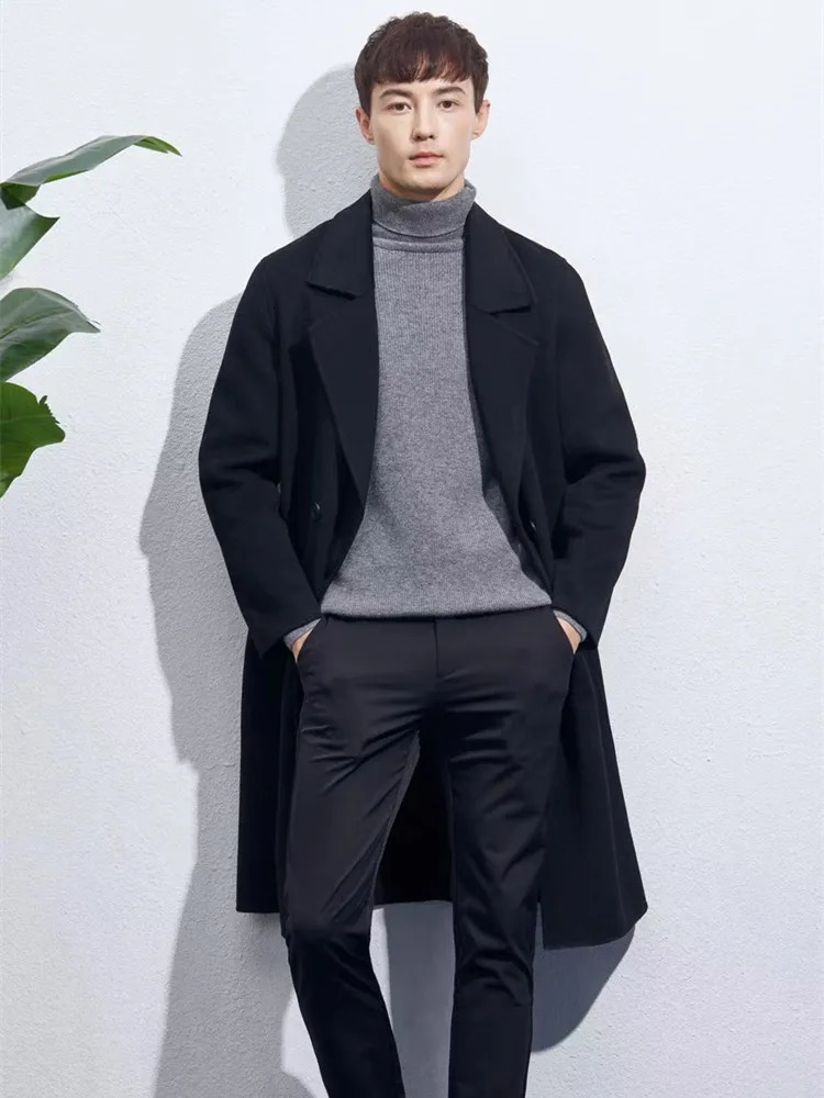 Men's Wool Blends 2023 Men Autumn Winter Woolen Coat Long Trend Street Loose Outerwear Clothing Male Warm Windbreaker Jackets 231017