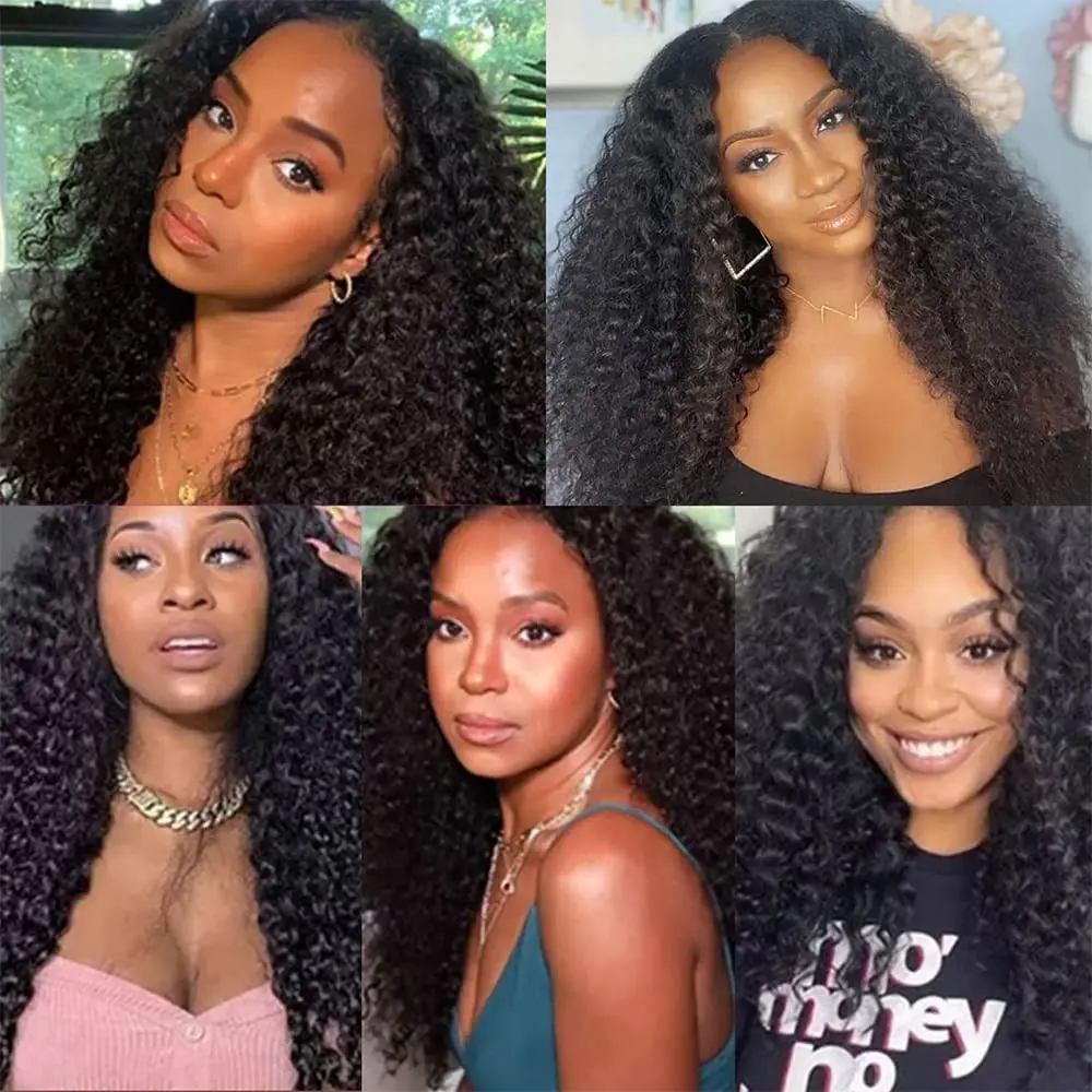 Kinky Curly V Part Wigs human hair No Leave Out Curly Wigs For Women 130% Density Naturahd l Color brazilian vpart hd lace front human hair wigs