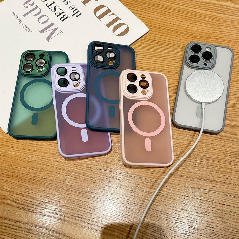 Magnetic Wireless Charging Cases For Iphone 17 Air 16 15 14 Plus 13 Pro Max 12 11 Skin Feel Hybrid Hit Color Hard PC Plastic TPU Matte Frosted Fine Ho