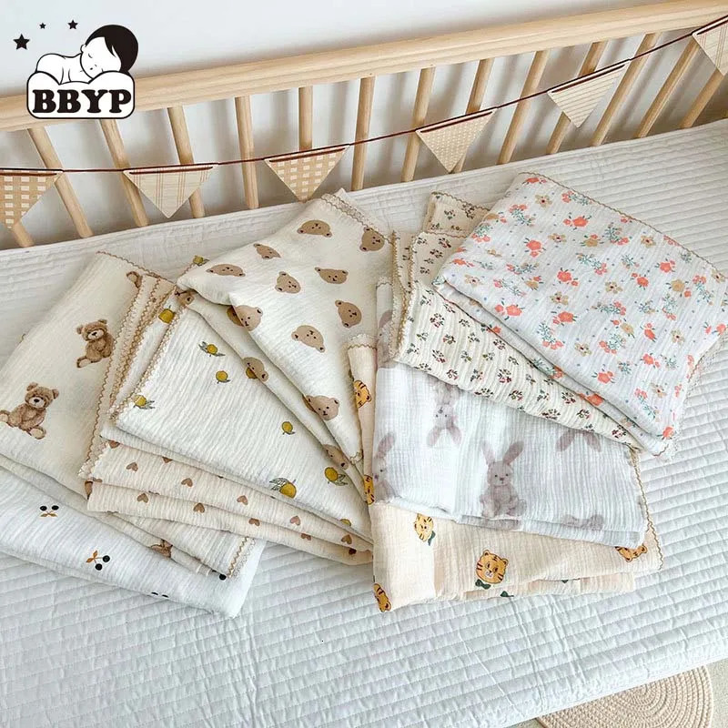 Quilts Summer Cartoon Ultra Thin Quilt Baby Air Conditioner Quilt Gauze 2 Layers of Cotton 231017