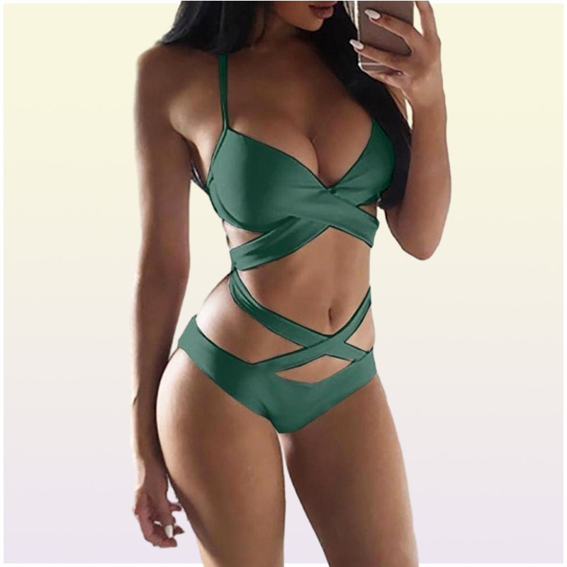 Women039s Sexy Cutout Halter designer bikini Onepiece Push Up esigner swimwe Monokini Swimsuit Bandage Swimwear Women039s F