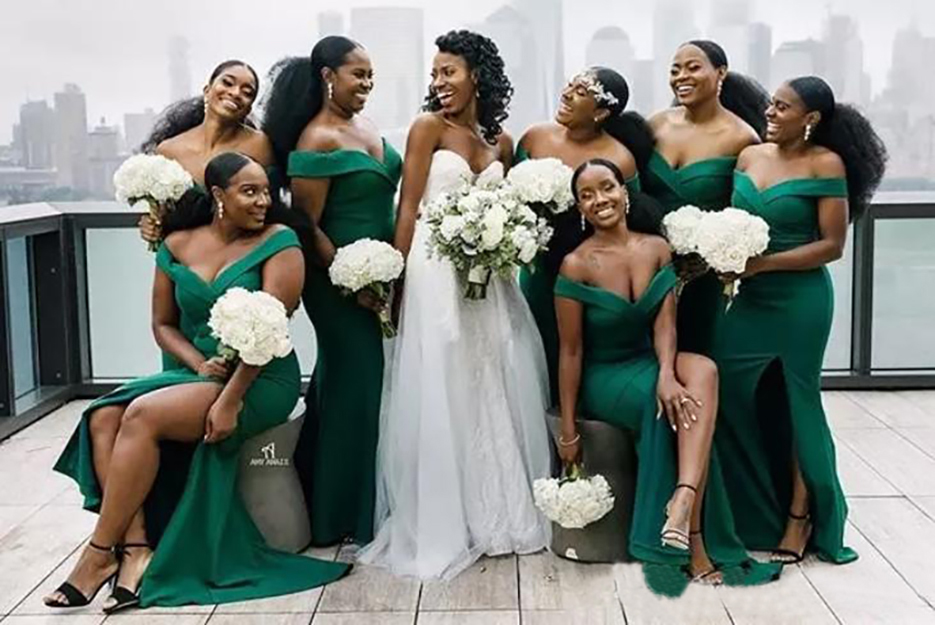 2023 New Dark Green Bridesmaid Dresses Off The Shoulder Sexy Side Split Maid Of Honor Wedding Guest Gown Formal Evening Dresses