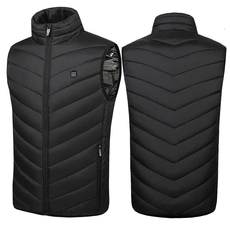 Mens Down Parkas 9 Areas Heated Vest Men Autumn Winter Smart Heating Jacket Oversized Stand Neck Coat Outdoor Sports Thermal 231016