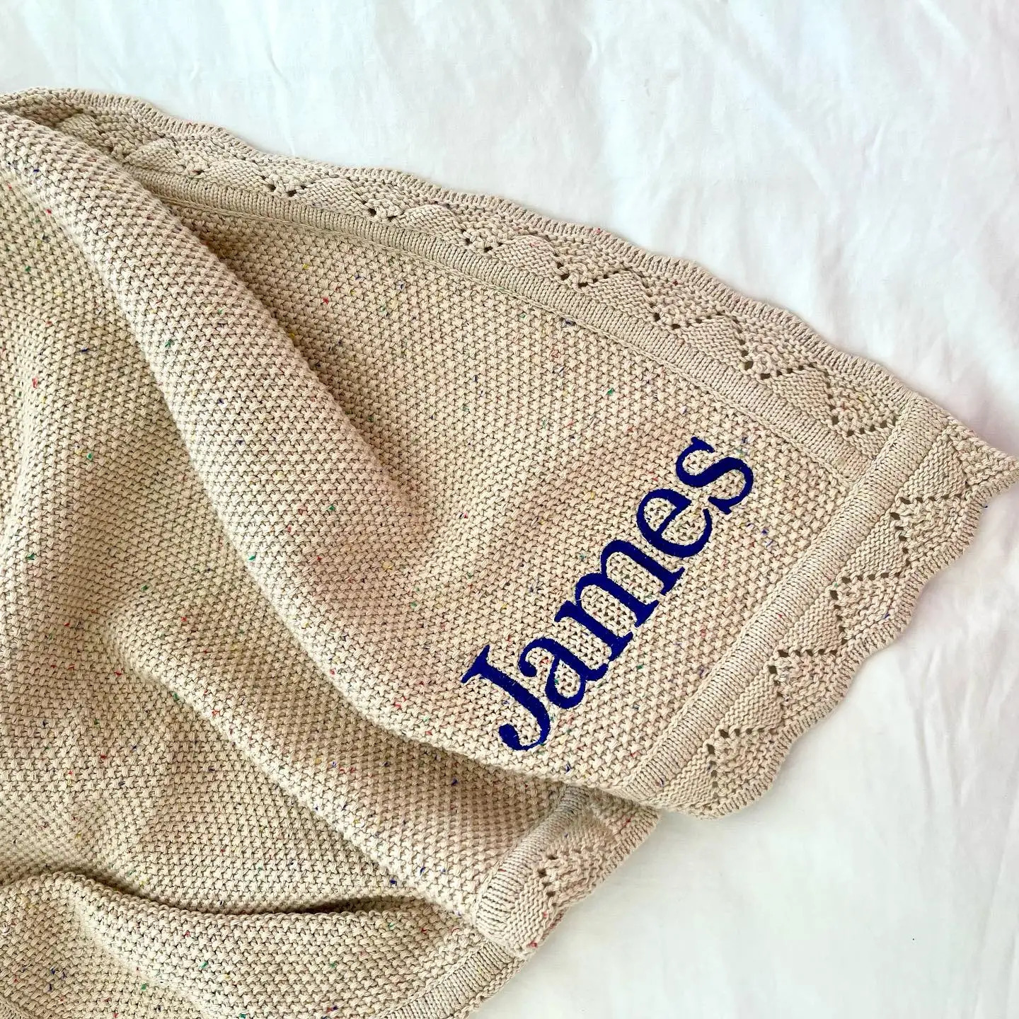 Quilts Personalized Name Knitted Embroidered Custom born Receiving Blanket Swaddle Wrap Infant Boy Girl Blanket Quilt 231017