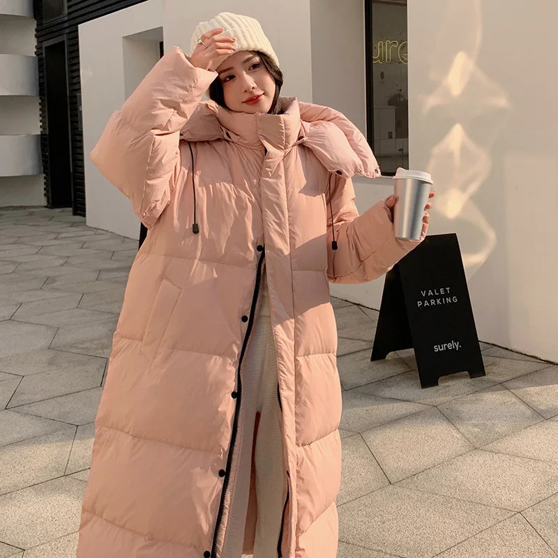 Womens Down Parkas Winter Oversize Long Snow Parka Hooded Cotton Padded Puffer Jacket Coat Women Over Knee Thick Warm Windbreaker Outwear 231017