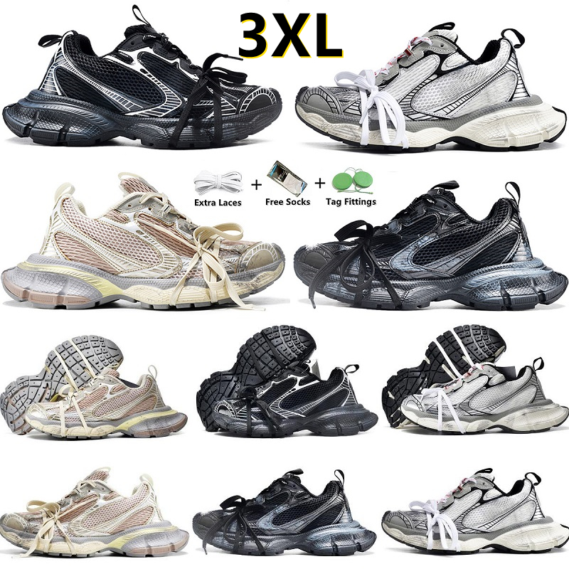 3XL Sneakers Designer Woman Running Shoes Black Grey Yellow Paris Fashion Runway Trainers Mesh Comfortable Nylon Increase Sneakers Men Women Jogging Hiking Shoe