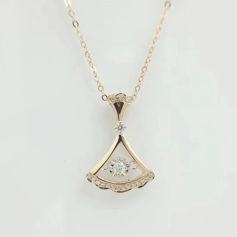 Pendant Necklaces Trendy Real D Color 03ct Moissaite Skirt Necklace for Women 100 925 Silver Plated K Gold With Gra 231017